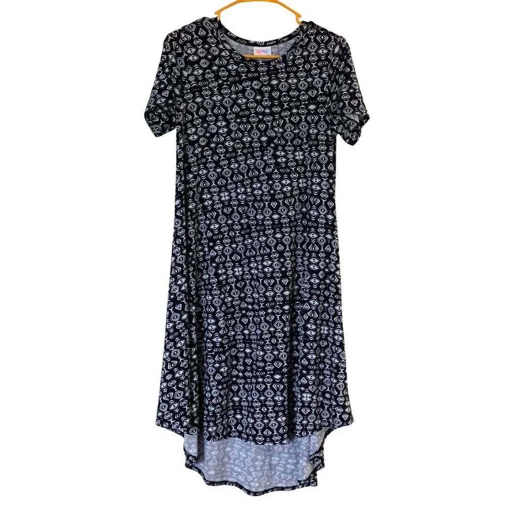 LuLaRoe Black & White Geometric Print High-Low Hem Dress XS Relaxed Fit - Picture 1 of 9